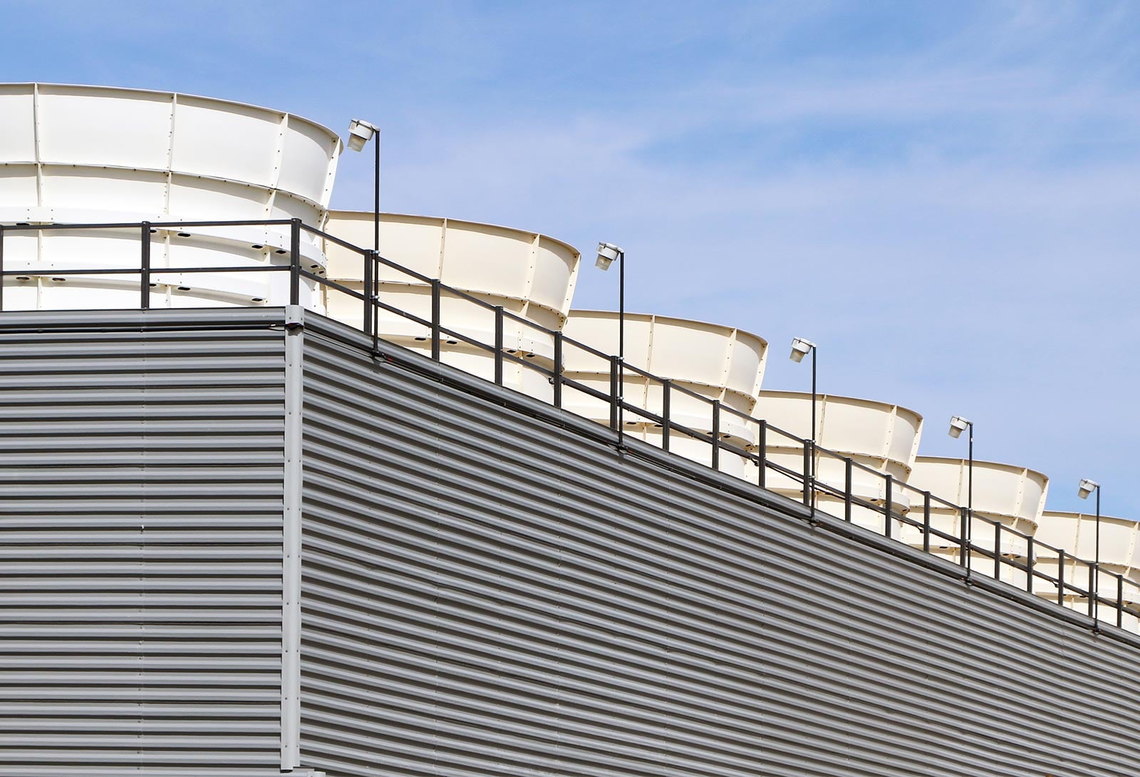 closeup of cooling tower in an industrial facility